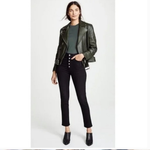 CITIZENS OF HUMANITY OLIVIA PETITE HIGH RISE SLIM ANKLE BLACK BUTTON FLY JEANS - Picture 3 of 14